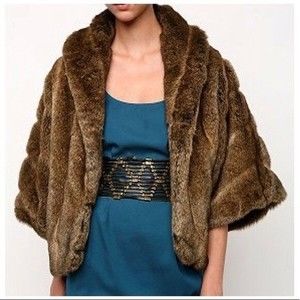 *SOLD* SIlence+Noise Urban Outfitter UO Faux Fur Jacket/Coat~Brown~Draped~Small